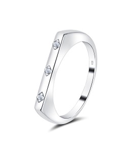 Plain Shape with CZ Stone Silver Ring NSR-4044